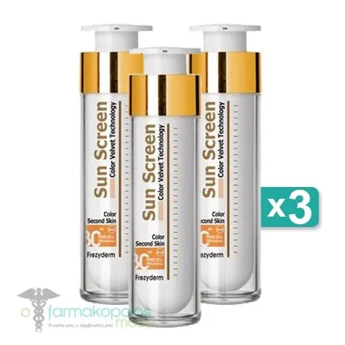 3 x Frezyderm Sun Screen Color Velvet Face Cream SPF30, 3x50ml