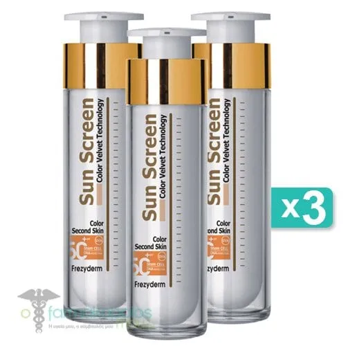 3 x Frezyderm Sun Screen Color Velvet Face Cream SPF50+, 3x50ml