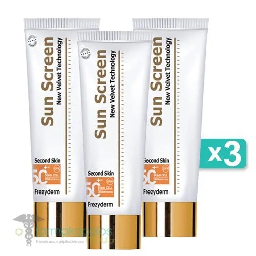 3 x Frezyderm Sun Screen Velvet Body Lotion SPF50+, 3x125ml