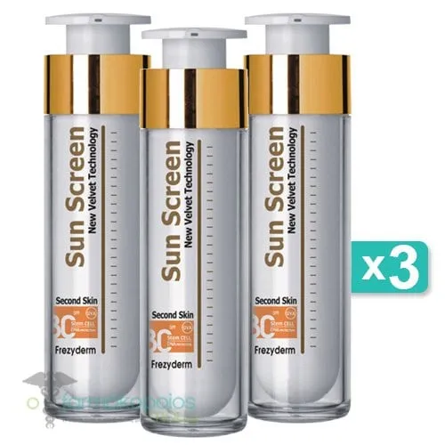 3 x Frezyderm Sun Screen Velvet Face Cream SPF30, 3x50ml