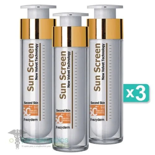 3 x Frezyderm Sun Screen Velvet Face Cream SPF50+, 3x50ml