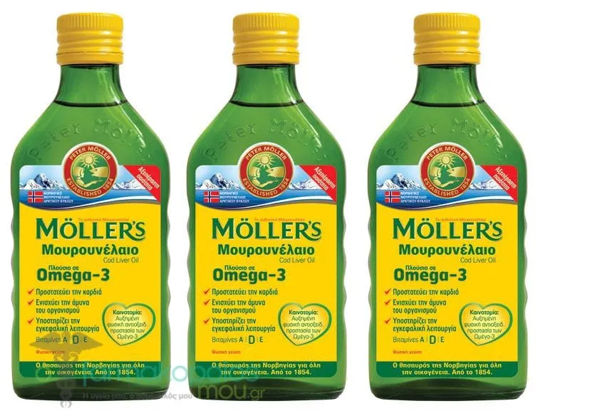 3 x Moller's Cod Liver Oil Natural, 3 x 250ml