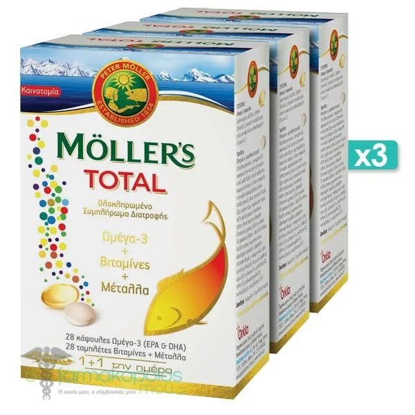 3 x Moller's Total, 3 x 28caps + 28tabs