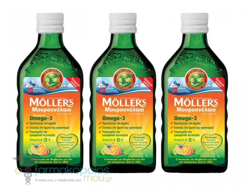 3 x Moller's Cod Liver Oil Tutti Frutti, 3 x 250ml