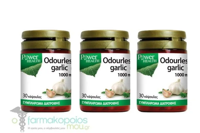 3 x Power Health Odourless Garlic 1.000mg, 3x30caps