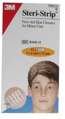 3M Steri-Strip, Adhesive Skin Convergence Tapes 1541R-12 (6mm x 7.5cm), 12 pieces