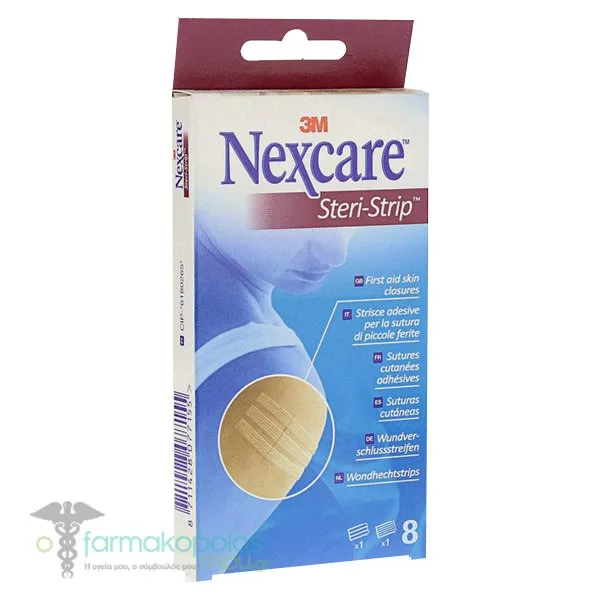 3M™ Steri-Strip™ Adhesive Skin Convergence Tapes 3 x R1541 (6mm x 75mm) & 5 x R1540 (3mm x 75mm), 8pcs
