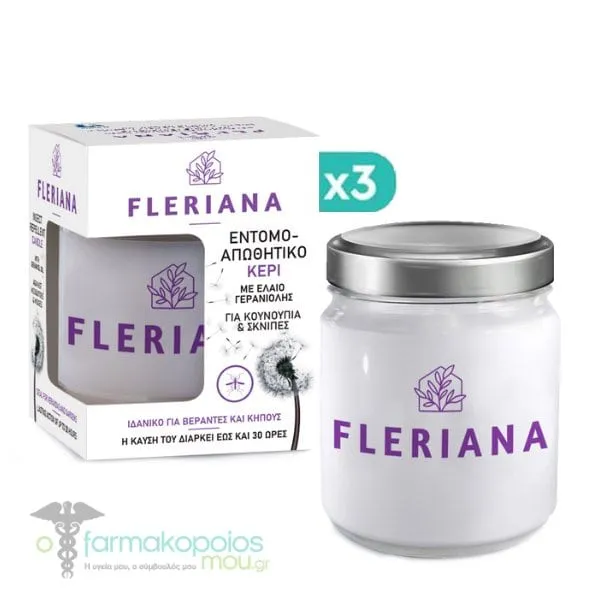 3x Fleriana Insect Repellent Candle, 3x130gr
