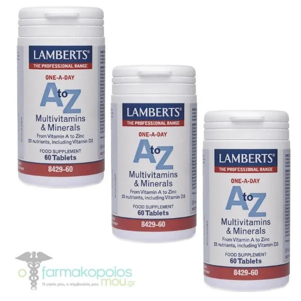 3x Lamberts A to Z Multivitamins & Minerals, 3x60tabs