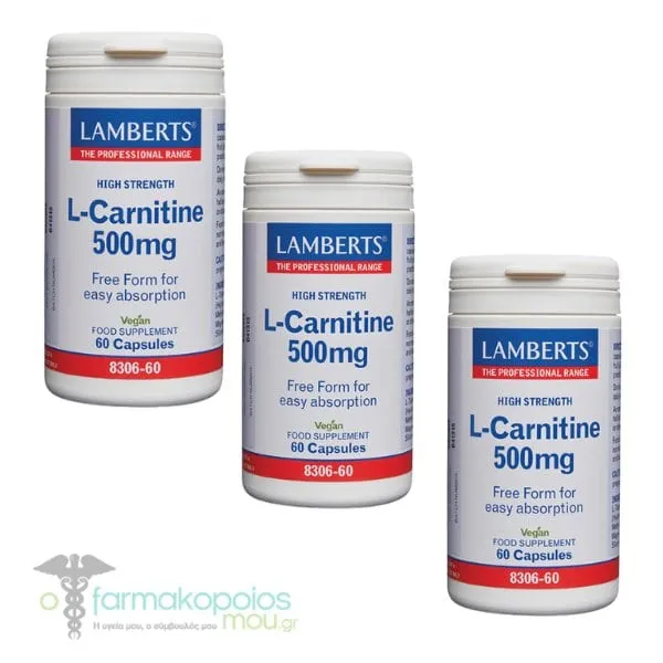 3x Lamberts L -Carnitine 500mg, 3x60caps