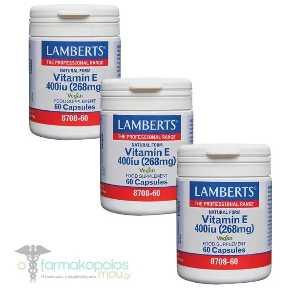 3x Lamberts Vitamin E 400iu (268mg), 3x60caps