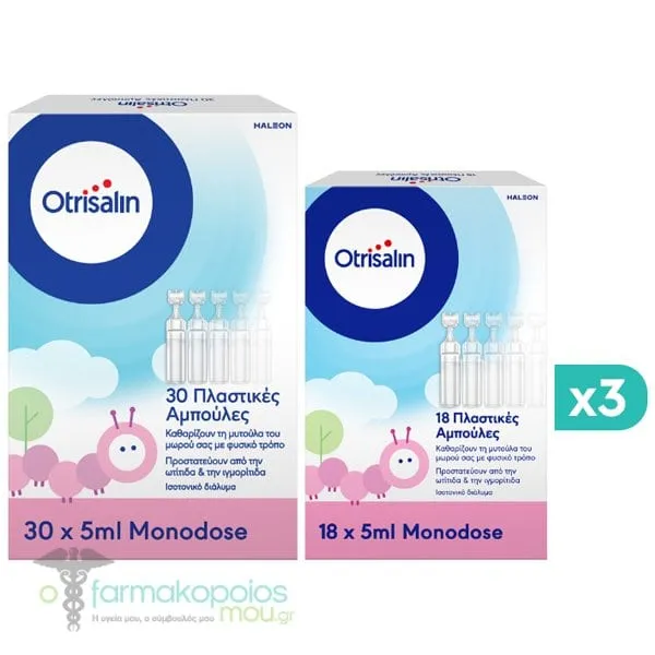 3x Otrisalin Promo Physiological Saline Solution, 144x5ml (90x5ml & 54x5ml Free)