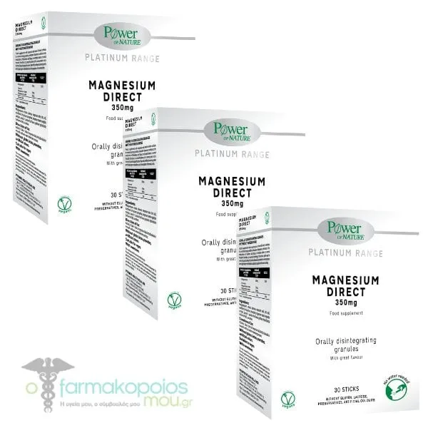 3x Power Health Magnesium Direct 350mg, 3x30sticks