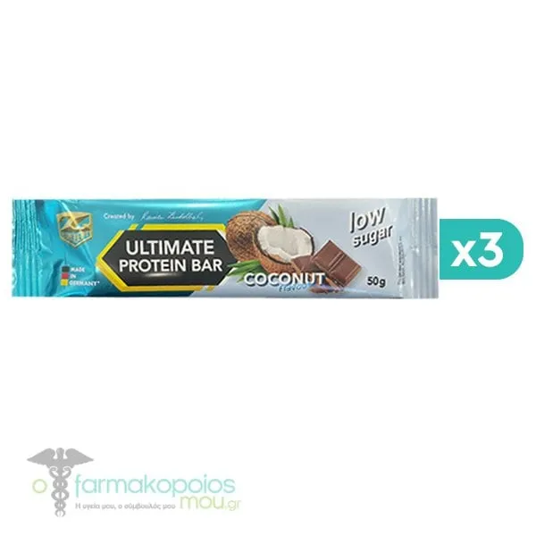 3x Prevent Z-Konzept Low Sugar Ultimate Protein Bar Coconut, 3 x 50gr