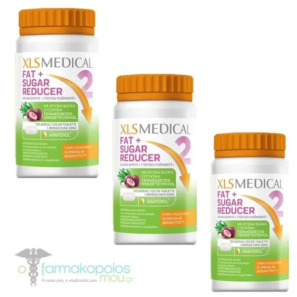 3x XLS Medical Fat & Sugar Reducer, 3x120tabs