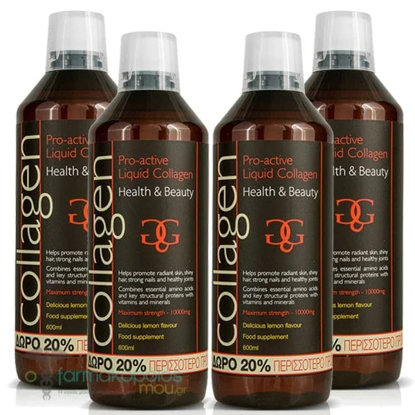 4x Collagen Pro-Active Liquid Collagen Lemon, 4x600ml