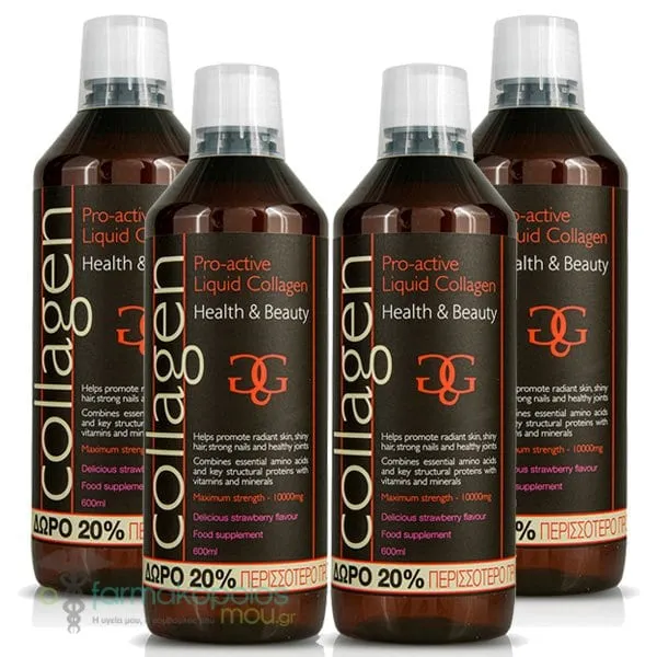 4x Collagen Pro-Active Liquid Collagen Strawberry, 4x600ml