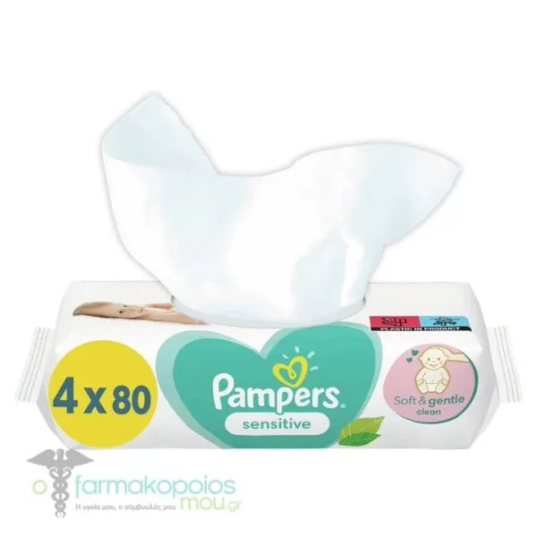 4 x Pampers Sensitive Wipes XXL Pack, 4 x 80pcs