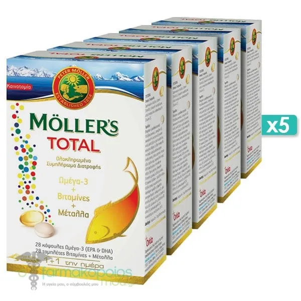 5 x Moller's Total, 5 x 28caps + 28tabs