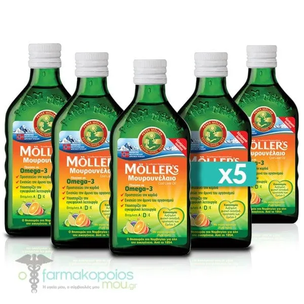 5 x Moller's Cod Liver Oil Tutti Frutti, 5 x 250ml