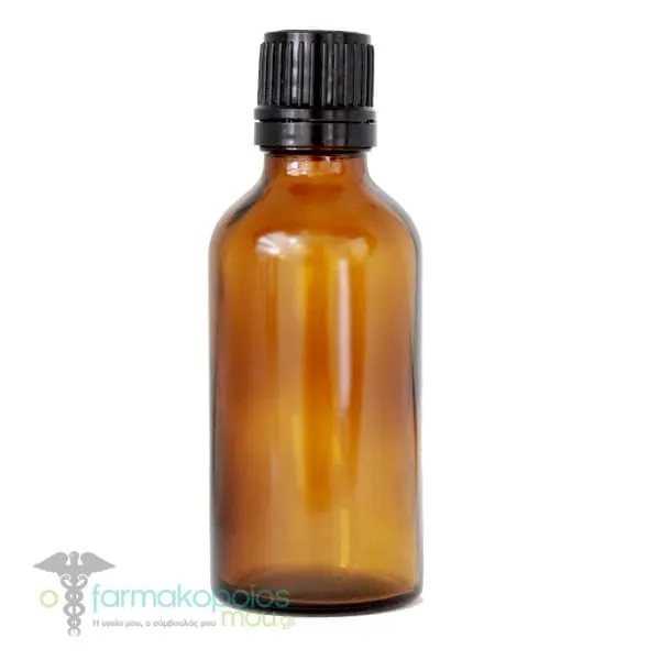 Glass Bottle Brown, 50ml & Safety Dropper Black PP18, 1pc