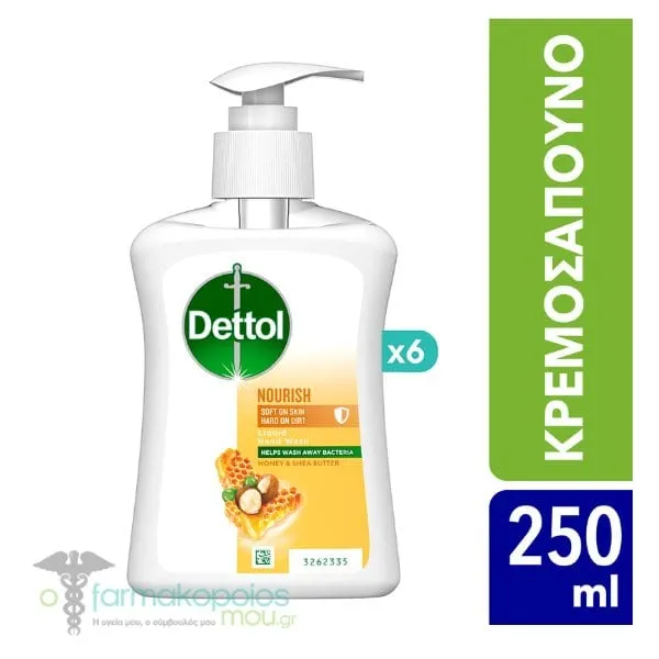 6x Dettol Liquid Cream Soap with Honey Pump, 6x250ml