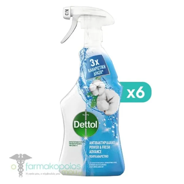 6 x Dettol Power & Fresh Multi-Purpose Cleaner Spray Linen & Aqua Sky, 6 x 500ml
