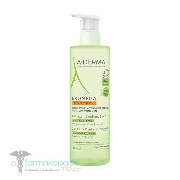 A-Derma Exomega Control Anti-Scratching 2in1 Emollient Cleansing Gel, 500ml