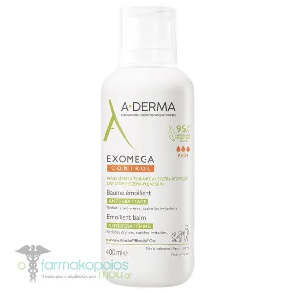 A-Derma Exomega Control Rich Emollient Balm Anti-Scratching, 400ml