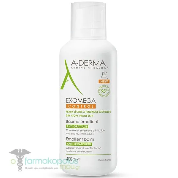 A-Derma Exomega Control Kαταπραϋντικό Μαλακτικό Βάλσαμο κατά του Αισθήματος Κνησμού με Βρώμη για Ξηρό Δέρμα, 400ml