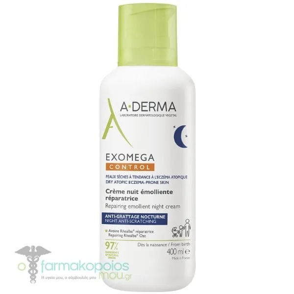 A-Derma Exomega Control Repairing Emollient Night Cream, 400ml