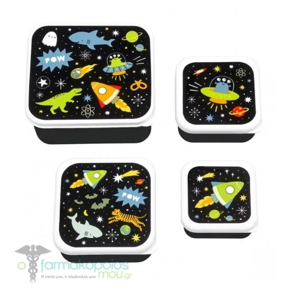 A Little Lovely Company Lunch & Snack Box, 4pcs - Galaxy