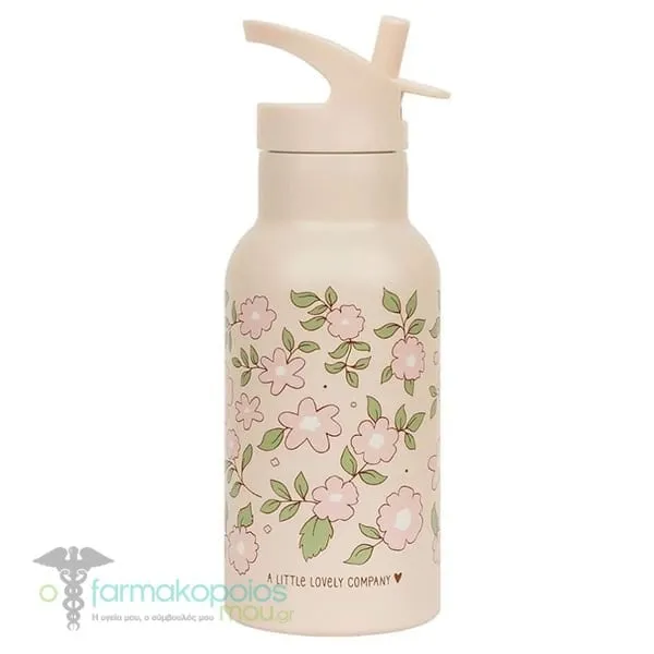A Little Lovely Company Stainless Steel Drink Bottle, 350ml - Blossoms Pink