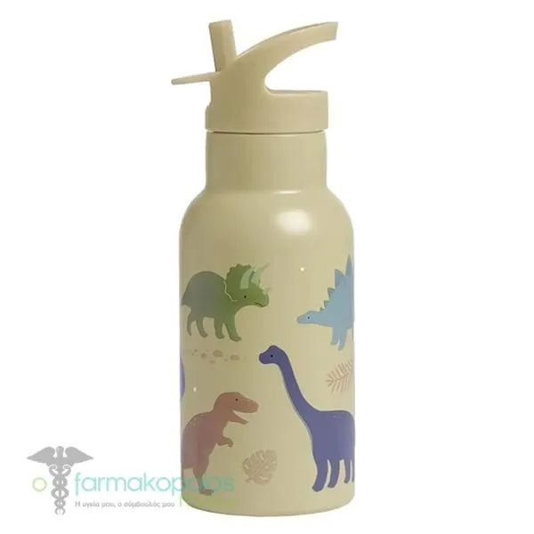 A Little Lovely Company Stainless Steel Drink Bottle, 350ml - Dinosaurs