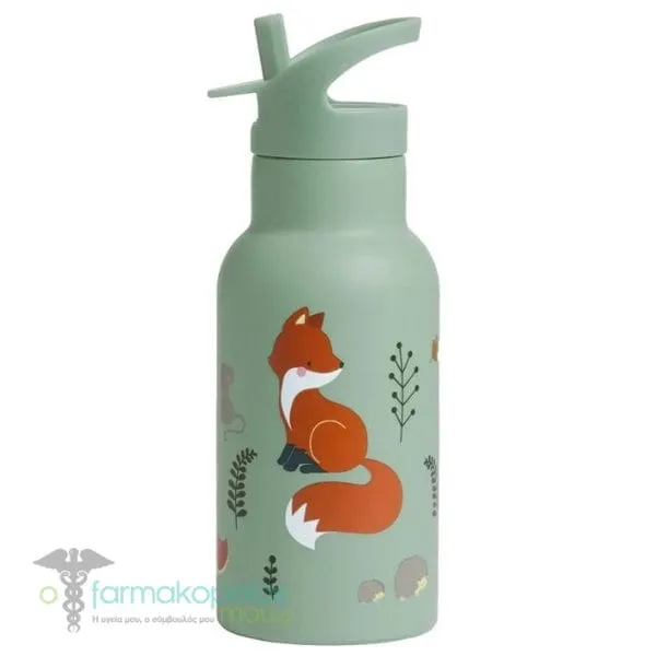 A Little Lovely Company Stainless Steel Drink Bottle, 350ml - Forest Friends