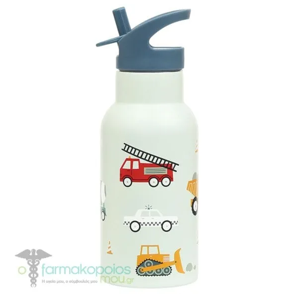 A Little Lovely Company Stainless Steel Drink Bottle, 350ml - Vehicles