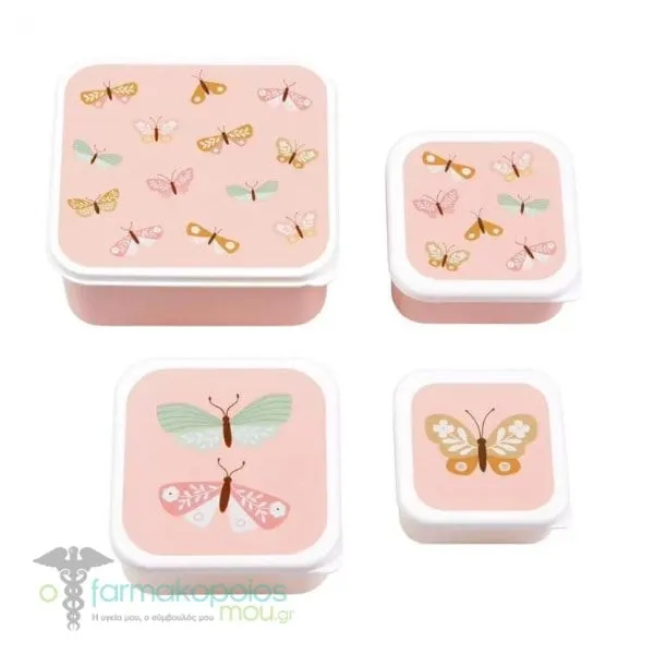 A Little Lovely Company Lunch & Snack Box Set Butterflies, 4pcs