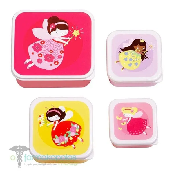 A Little Lovely Company Lunch & Snack Box Set Fairies, 4pcs