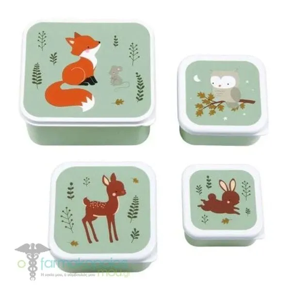 A Little Lovely Company Lunch & Snack Box Set Forest Friends, 4pcs