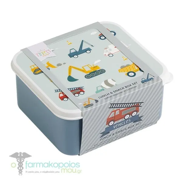 A Little Lovely Company Lunch Box Vehicles, 4pcs