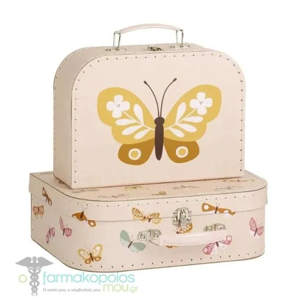 A Little Lovely Company Set of Two Suitcases Βαλιτσάκια Σετ, 2τεμ - Butterflies