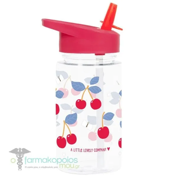 A Little Lovely Company Παιδικό Παγούρι από Tritan με Καλαμάκι, 450ml - Cherries