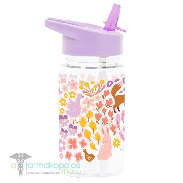 A Little Lovely Company Παιδικό Παγούρι από Tritan με Καλαμάκι, 450ml - Flower Garden