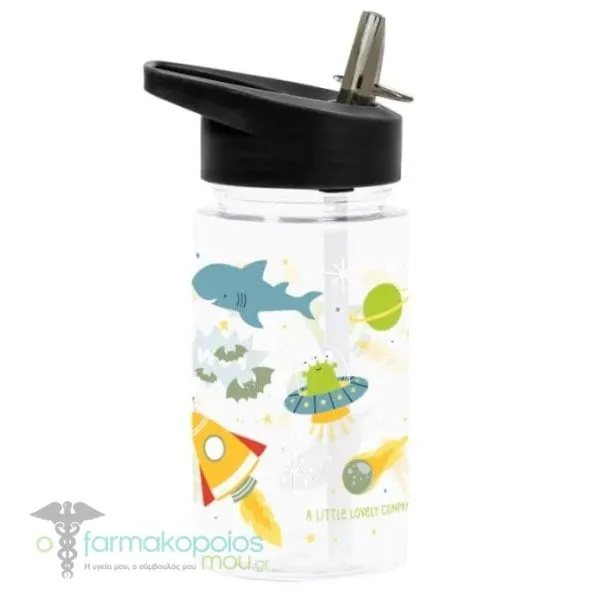 A Little Lovely Company Παιδικό Παγούρι από Tritan με Καλαμάκι, 450ml - Galaxy