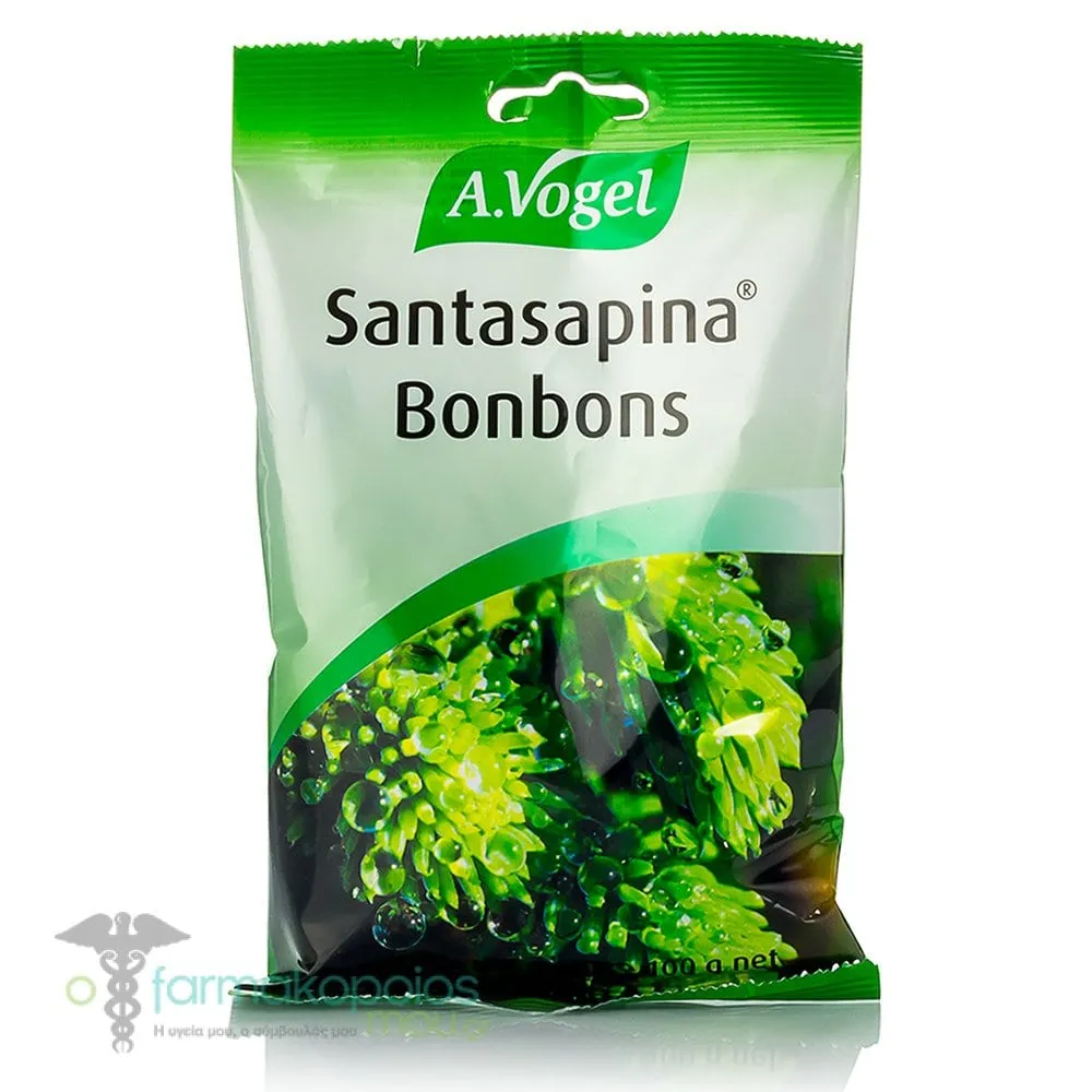 A. Vogel Santasapina Bonbons Filled Candies with Fresh Wild Fir for Sore Throat, Cough & Hoarseness, 100gr