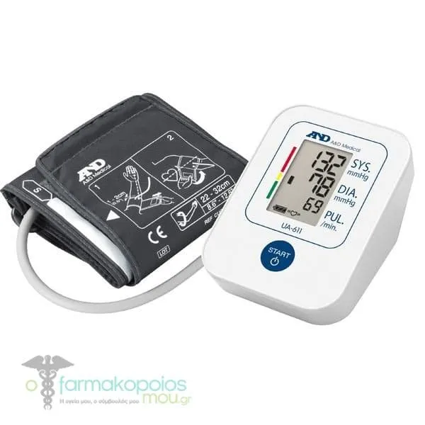 A&D UA 611 Digital Upper Arm Blood Pressure Monitor (22-32cm), 1 piece