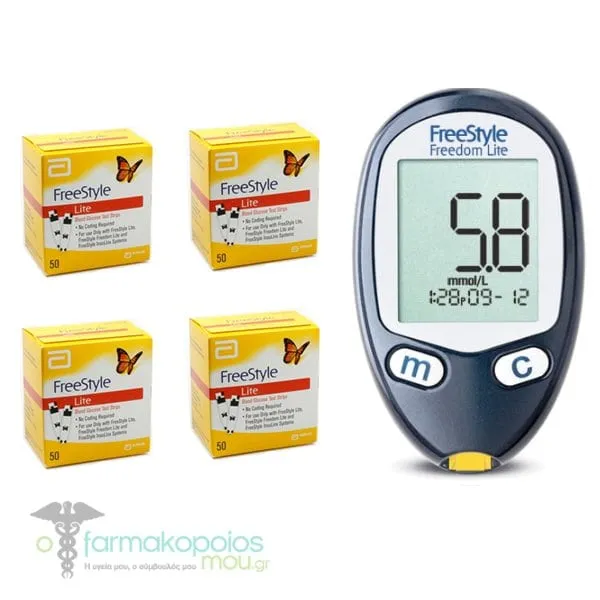 Abbott FreeStyle Promo Lite Blood Glucose Test Strips, 4x50pcs & Free Freedom Lite Blood Glucose Monitor, 1pc, 1set