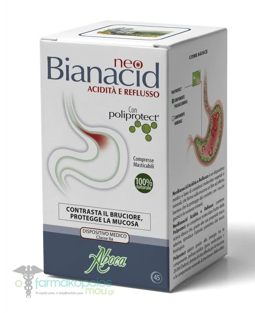 Aboca Neo Bianacid for Acidity & Reflux of the Gastroesophageal Mucosa, 45 chew. tabs