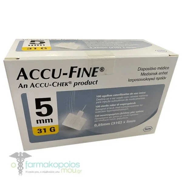 Roche Accu Chek Accu-Fine 0.25mm (31G) x 5mm Sterile Lancets for Insulin Pen, 100pcs