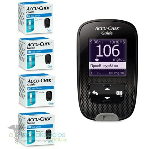 Accu Chek Guide Promo Test Strips, 4x50pcs & Free Glucose Meter, 1pc, 1set